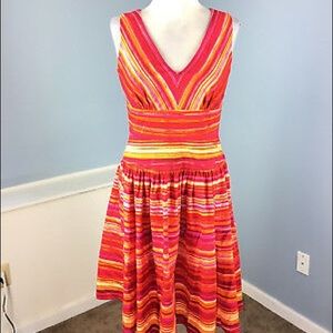 Calvin Klein Fit Flare dress cutout back Stripe